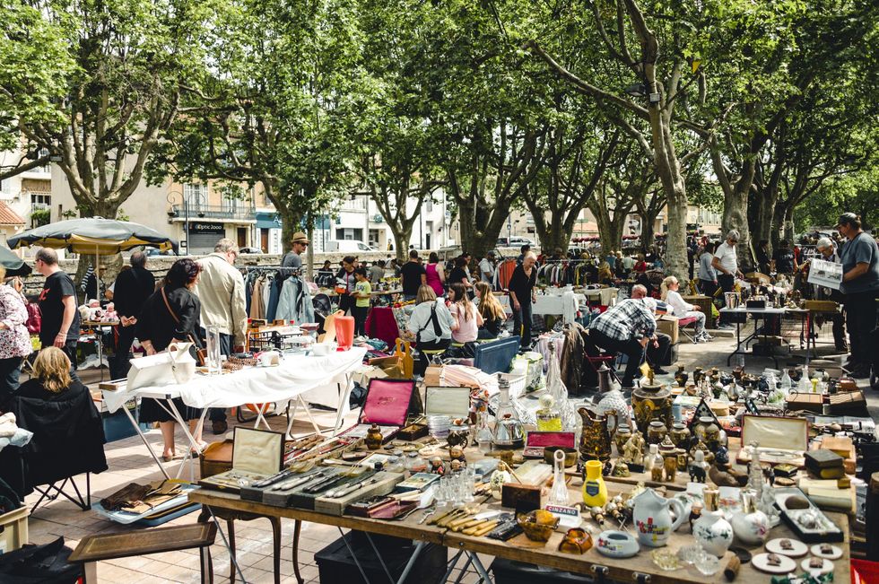 Flea market in Auriol, Bouches-du-Rh\u00f4ne, France