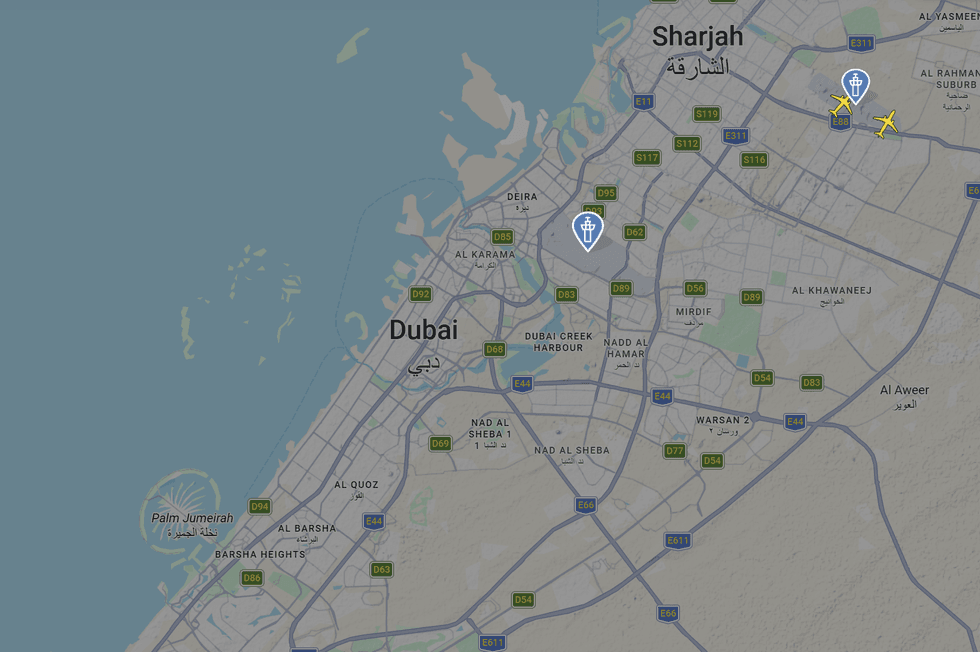 FlightRadar24 Dubai map