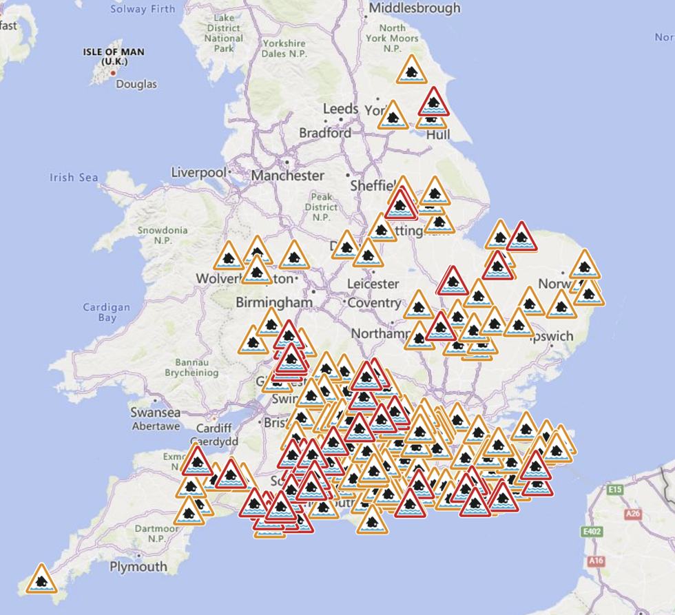 Flood warnings and alerts have been issued across England
