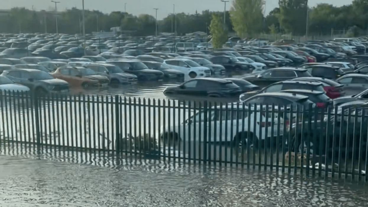 Flooded Heathrow Airport car park