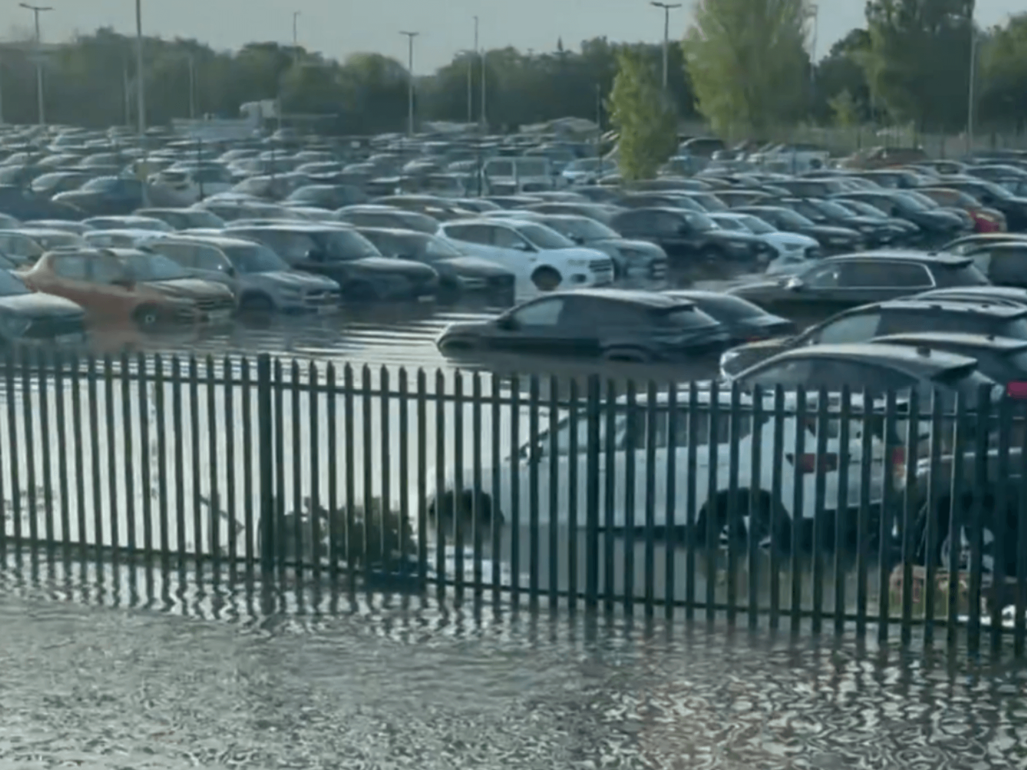 Flooded Heathrow Airport car park