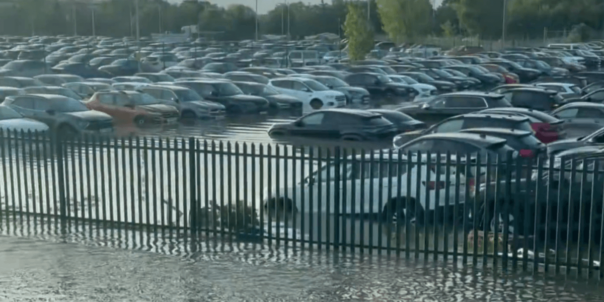 Britons returning from holidays abroad left devastated after car park with dozens of vehicles flooded after ‘localised water issue’ Britons returning from holidays abroad left devastated after car park with dozens of vehicles flooded after ‘localised water issue’