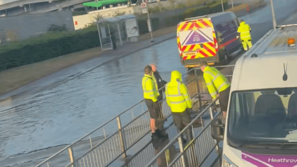 Flooded Heathrow Airport car park