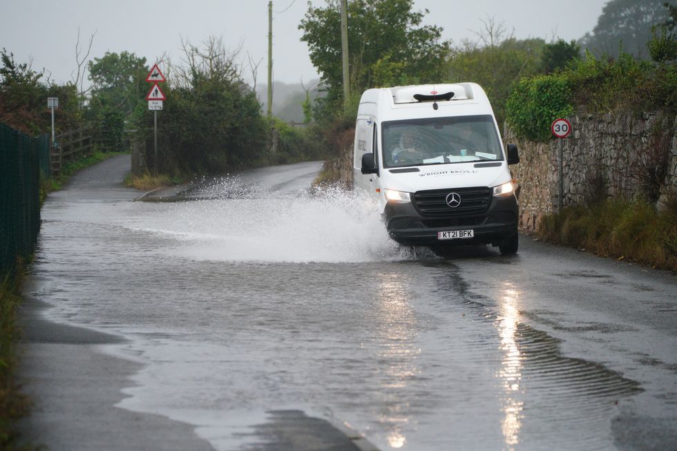 Flooded road in Devon
