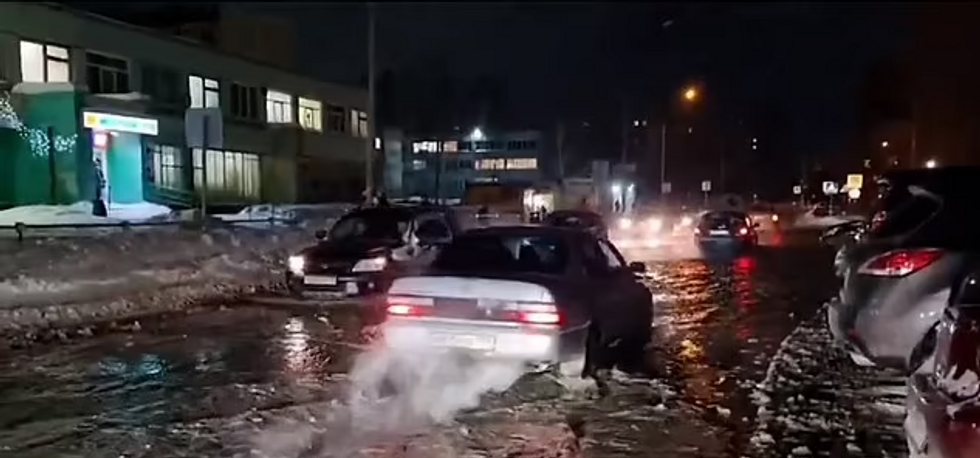 Flooded roads in Russia