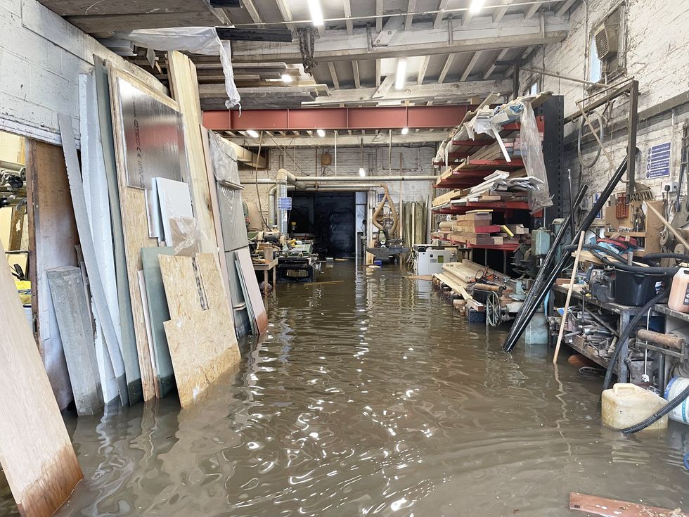 Flooded warehouse