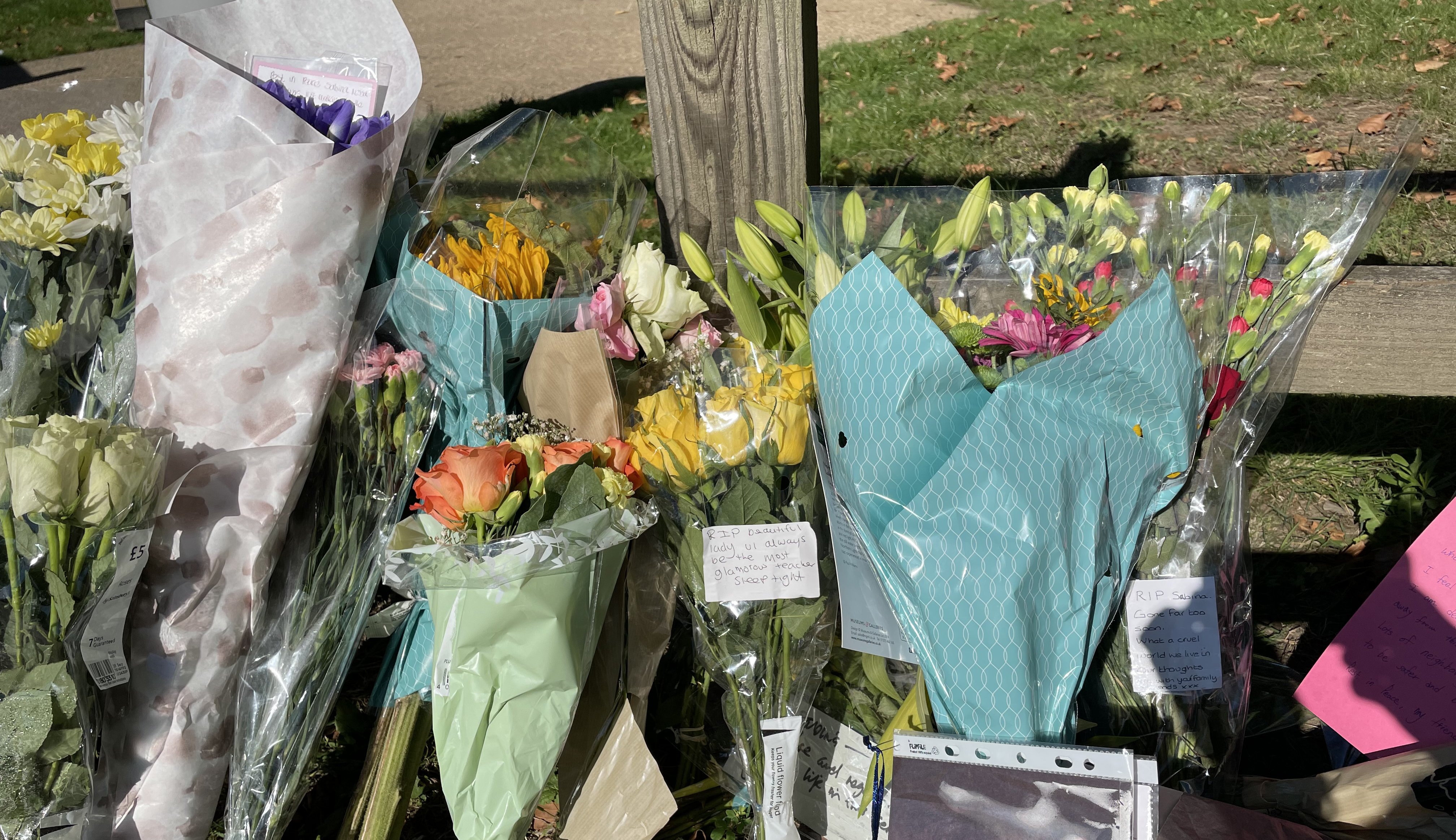 Floral tributes at Cator Park in Kidbrooke, south London, near to the scene where the body of Sabina Nessa was found.