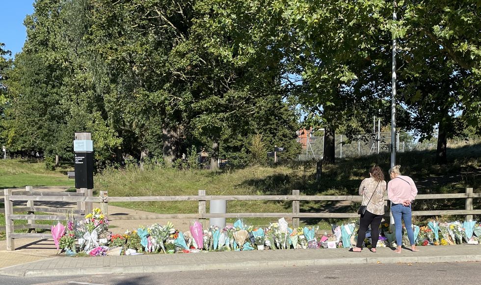 Floral tributes at Cator Park in Kidbrooke, south London, near to the scene where the body of Sabina Nessa was found.