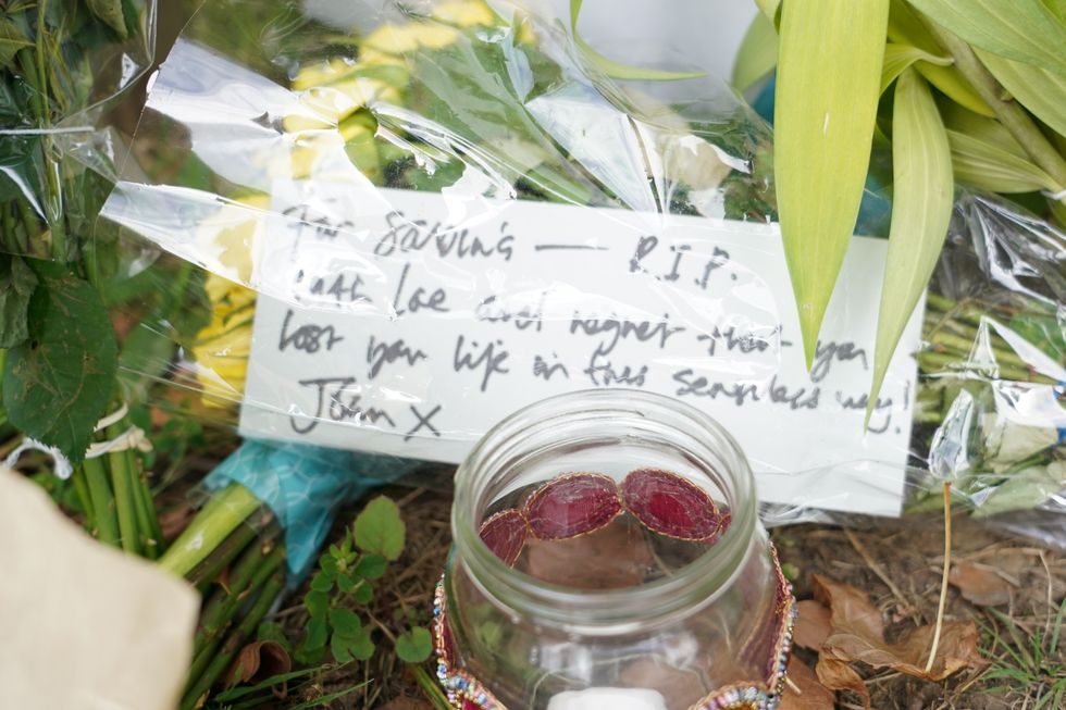 Floral tributes at Cator Park in Kidbrooke, south London