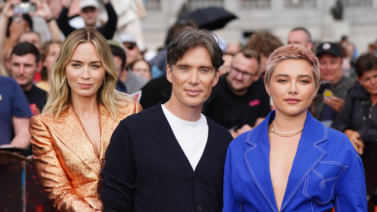 Florence Pugh (right) alongside Oppenheimer co-stars Emily Blunt and Cillian Murphy