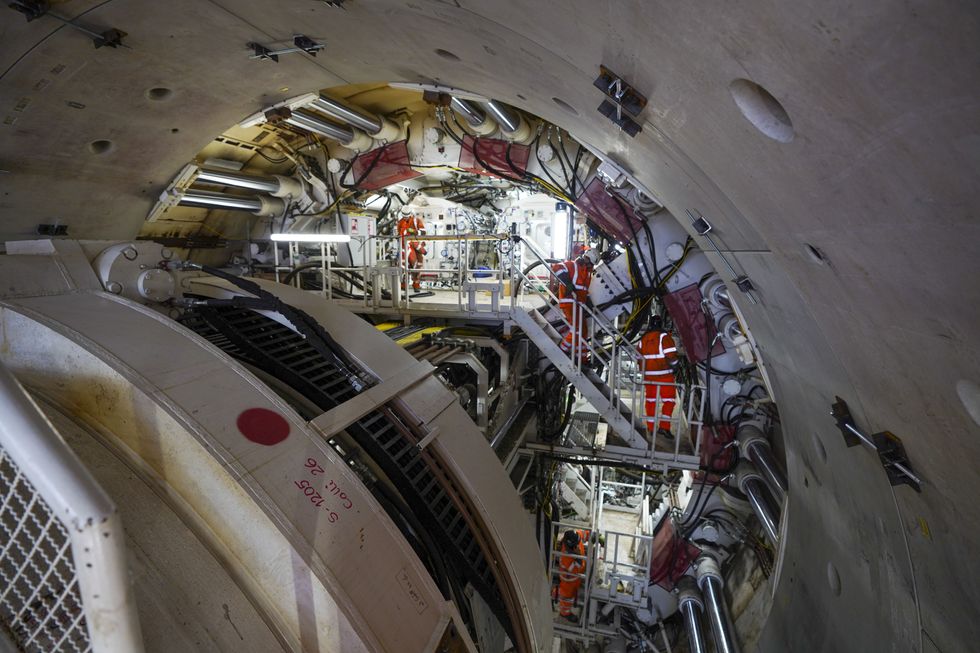 Florence - the largest ever tunnel boring machine used on a UK rail project - is unveiled at the HS2 site in West Hyde near Rickmansworth in Hertfordshire. Picture date: Thursday May 13, 2021.