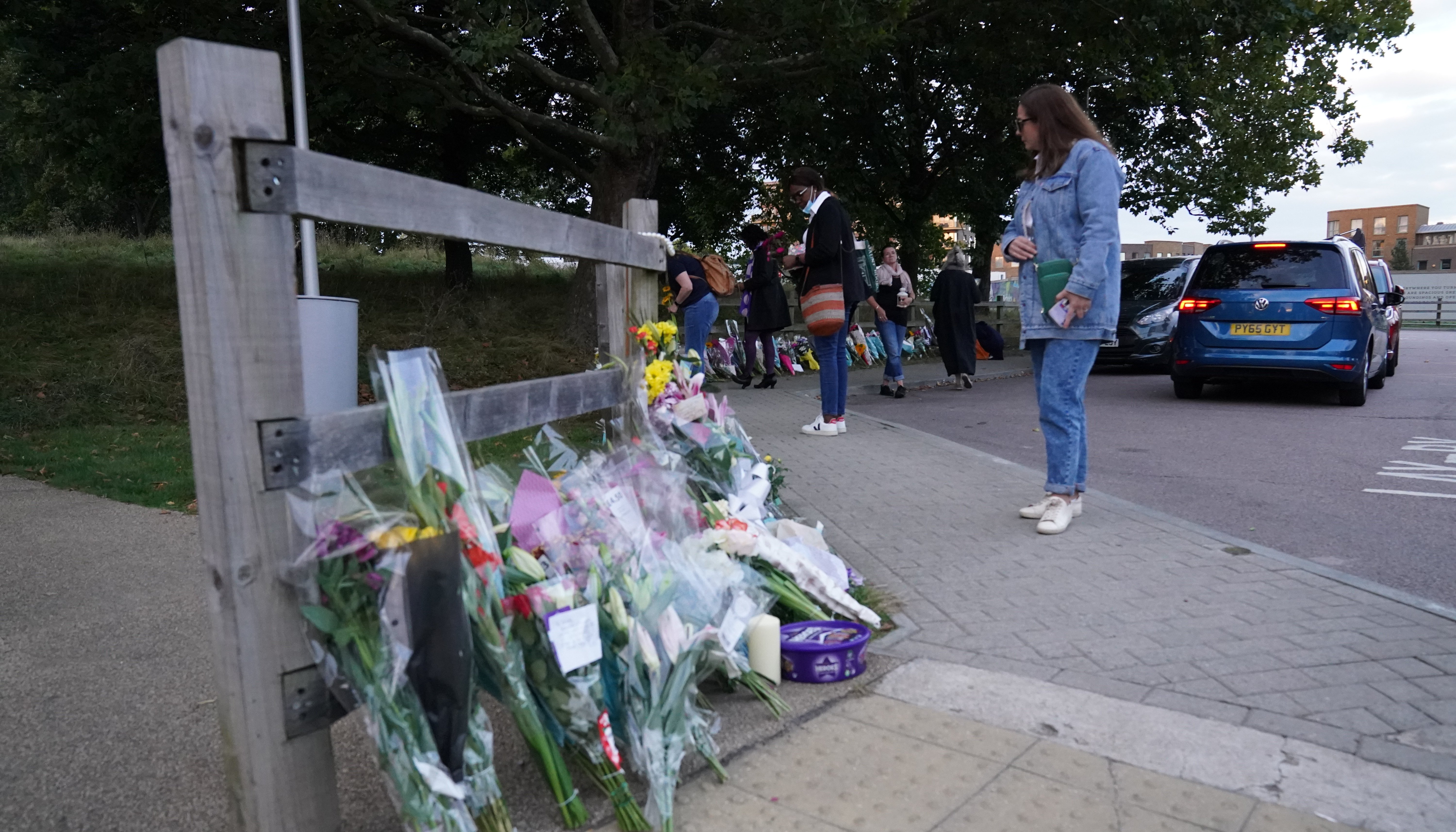 Flowers at Cator Park in Kidbrooke, south London for Sabina Nessa.