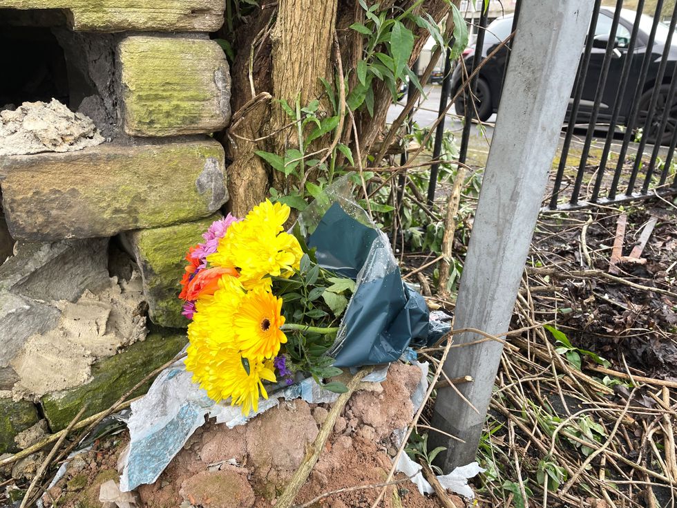 Flowers at the scene in Bradford city centre