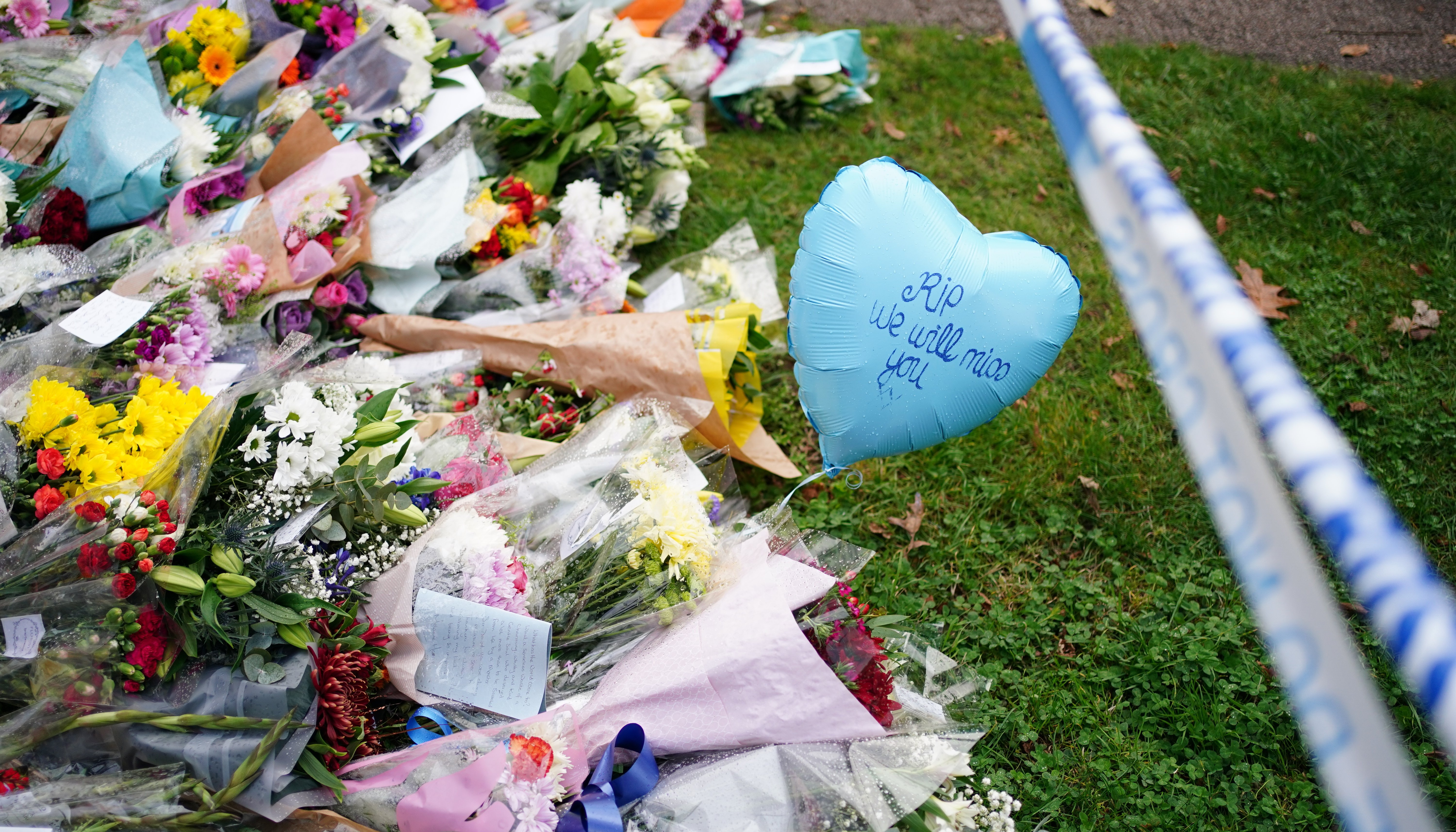Flowers left at the scene near Belfairs Methodist Church in Eastwood Road North, Leigh-on-Sea.