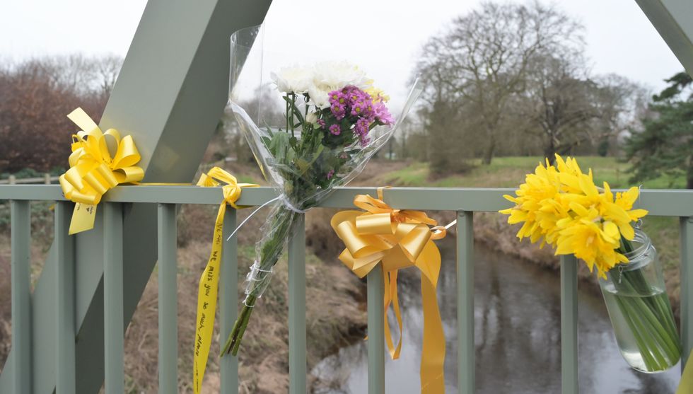 Flowers near to where Nicola Bulley was found in the river