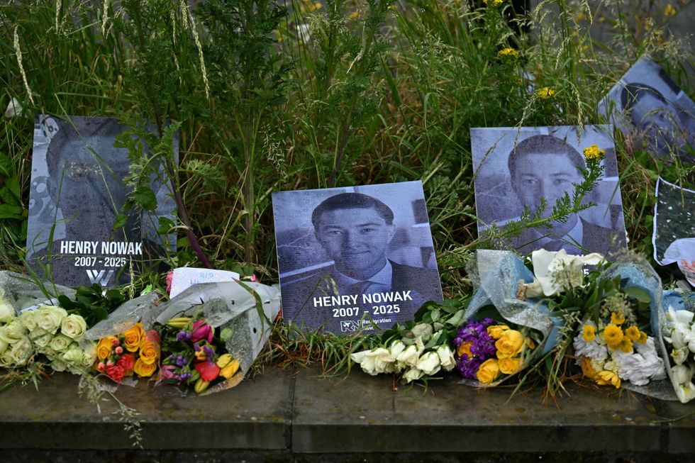Flowers next to Henry Nowak's picture