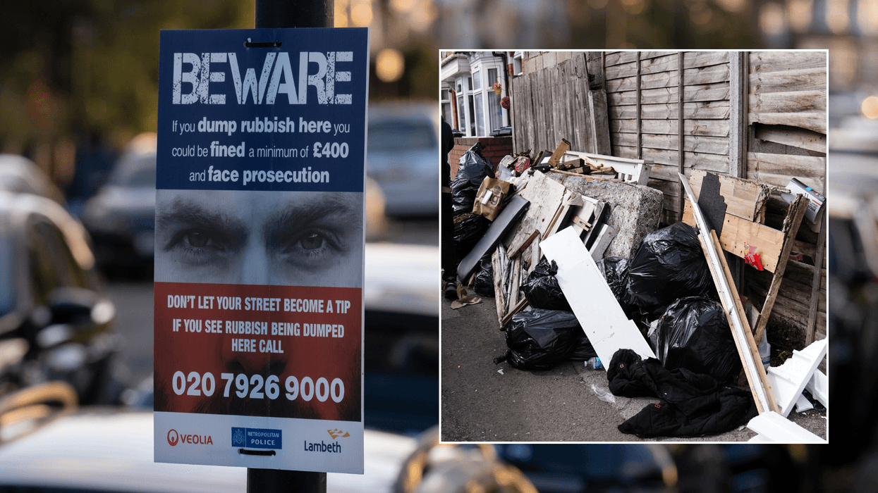 Fly tippers beware sign; Rubbish in Birmingham