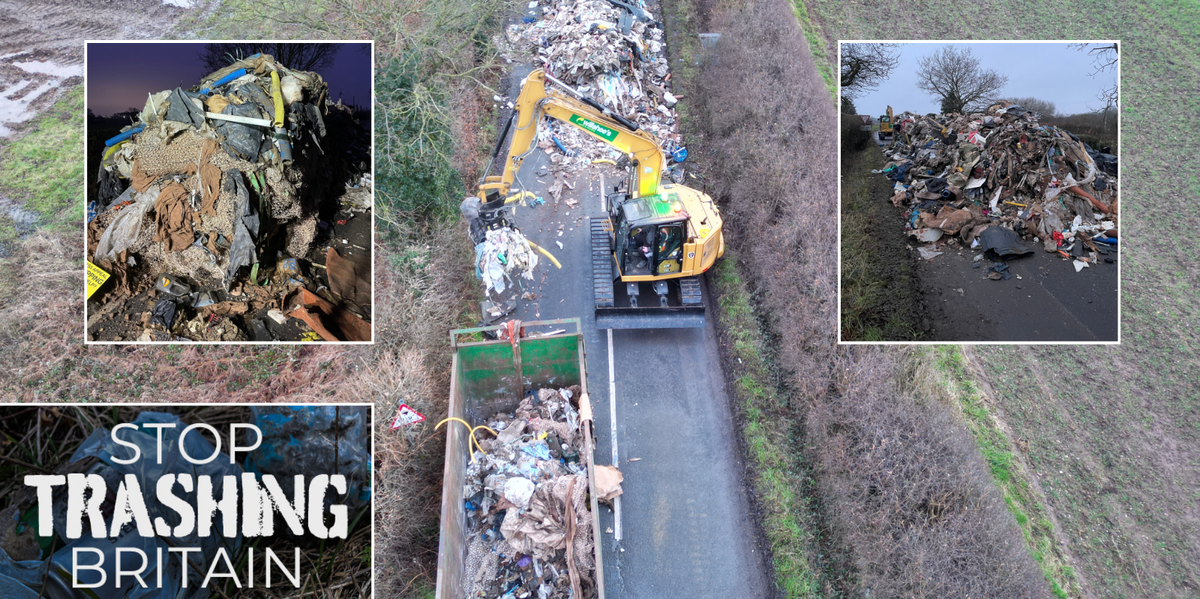 NextImg:Residents trapped by 'unbelievable' 80ft mound of fly-tipped rubbish dumped by 'mindless vandals'