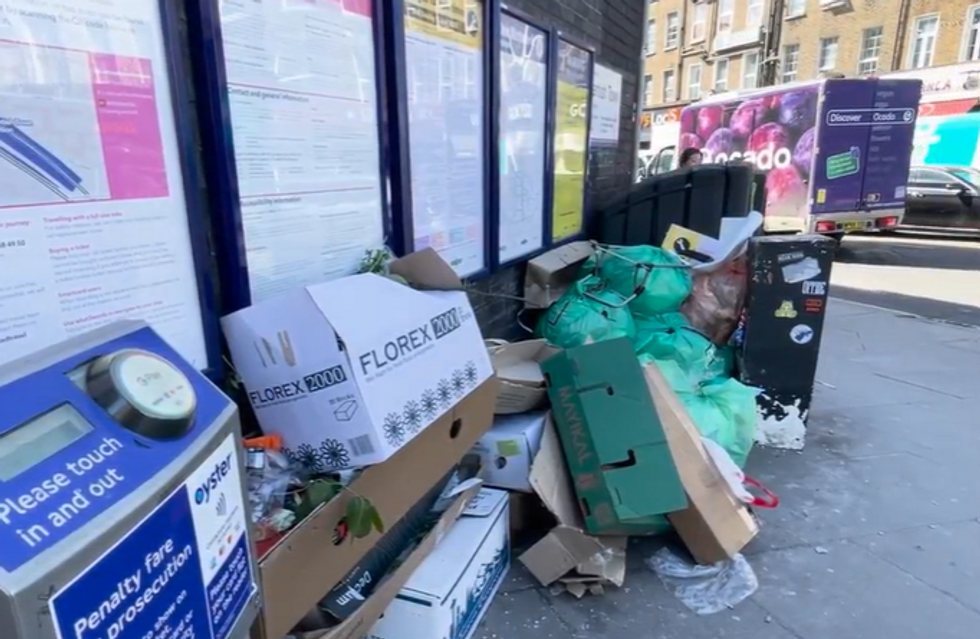 Fly tipping outside Kentish Town Station