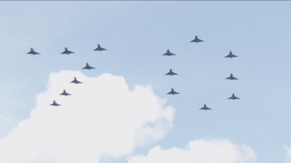 RAF typhoons delight Queen by flying in 70 formation for Platinum Jubilee which they kept a secret