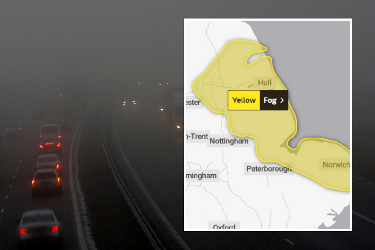 Foggy motorway/weather warning map