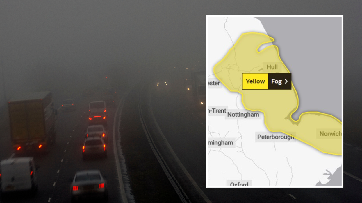 Foggy motorway/weather warning map