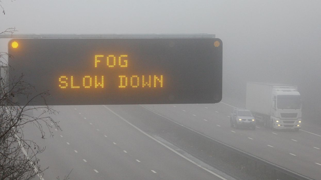Foggy weather on the roads