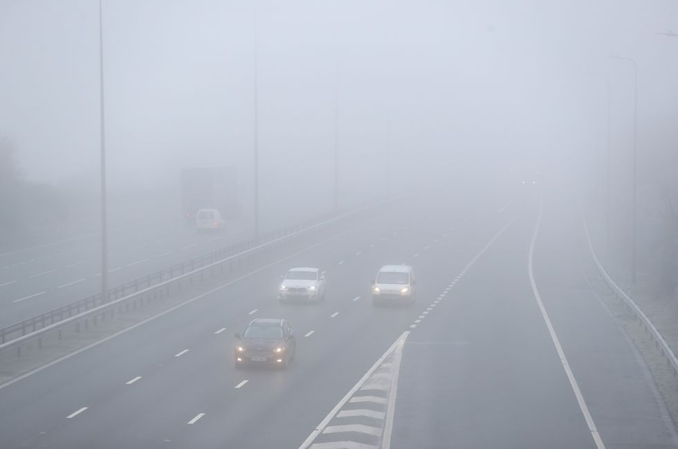 Foggy weather on the roads