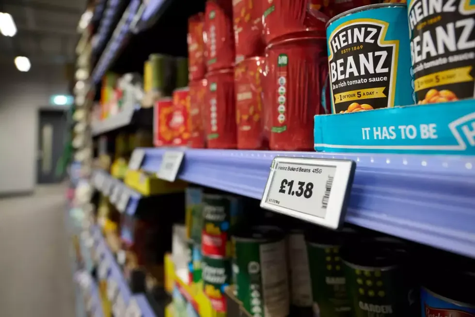 Food labels on Asda shelves