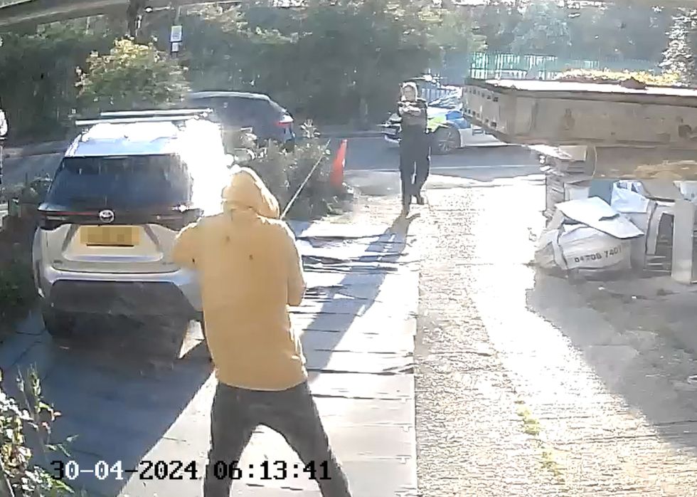 Footage from doorbell camera of police officers tasering and detaining a sword-wielding man in Hainault, north east London\u200b