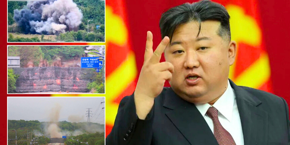 NextImg:North Korea BLOWS UP key road links to south as Kim warns of 'serious provocation'