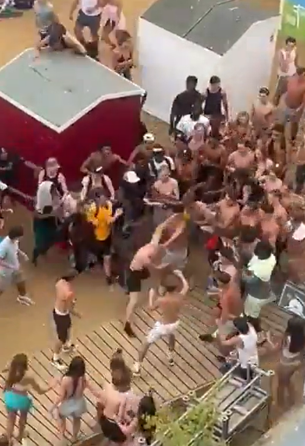 Footage of a separate brawl was shared from the beach