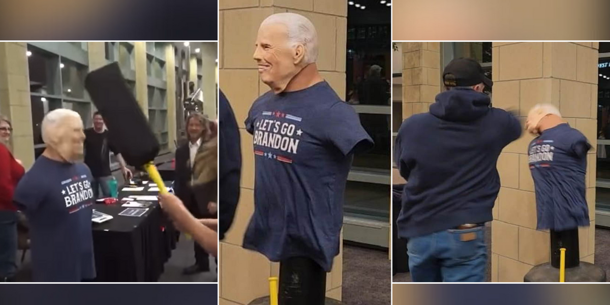 NextImg:Republicans hit and kick Joe Biden effigy at bizarre Kansas fundraiser