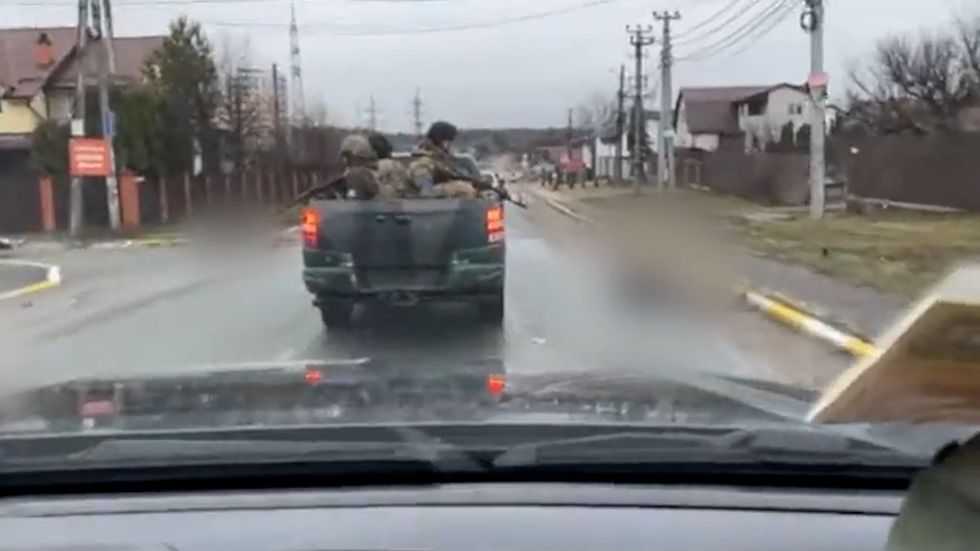 Footage released by the Defence of Ukraine in Bucha, near Kyiv, which appears to show dead bodies lying in the street after Russian troops left the region