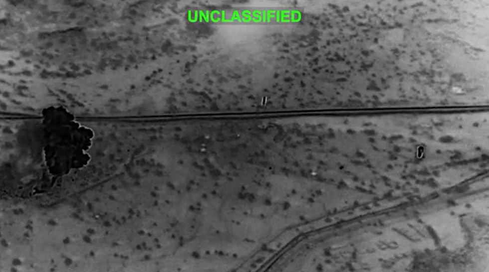 Footage shows a bomb being dropped on Kharg Island just moments before an explosion