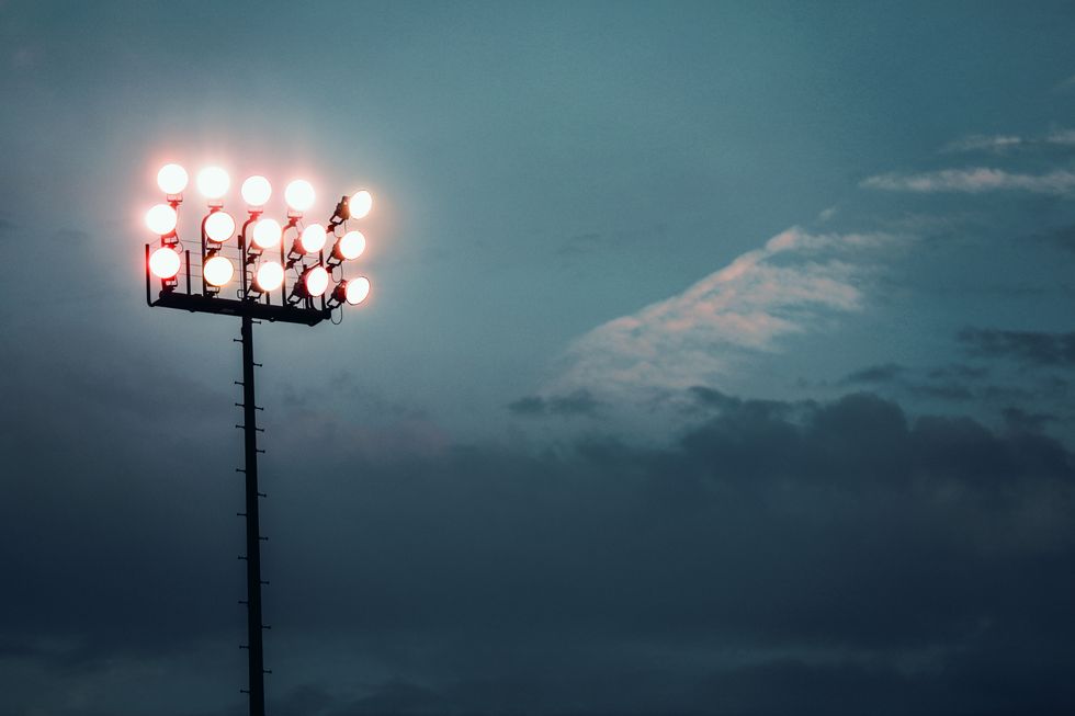 Football floodlight at night