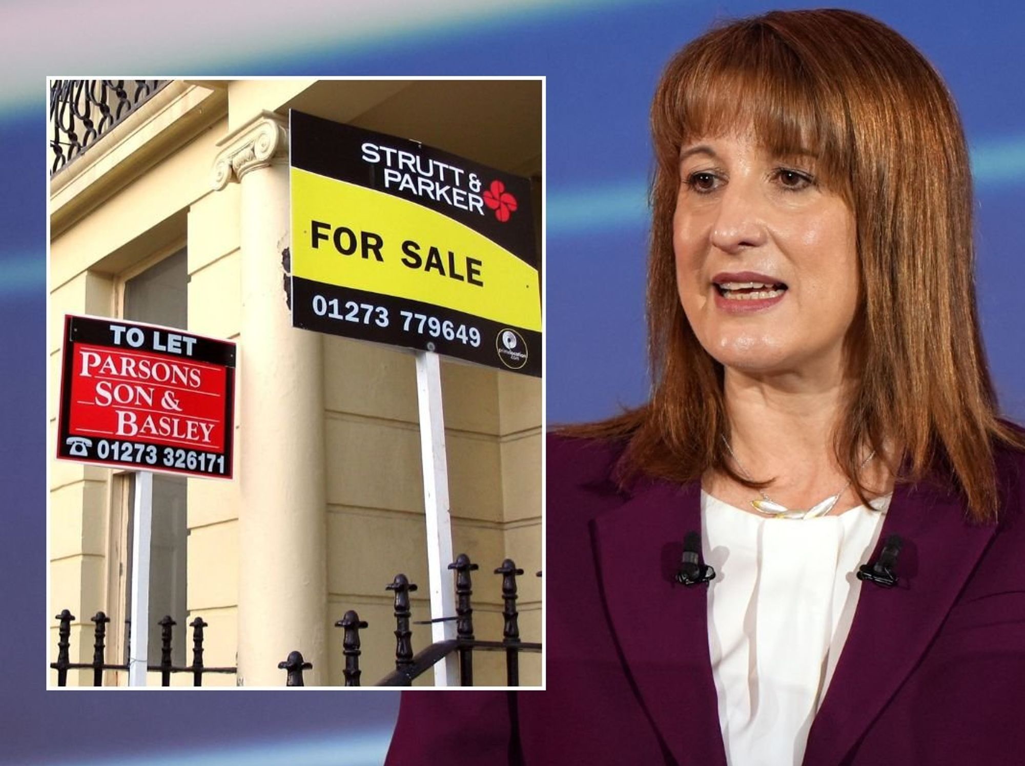 For sale signs / Rachel Reeves speaking at the Regional Investment Summit