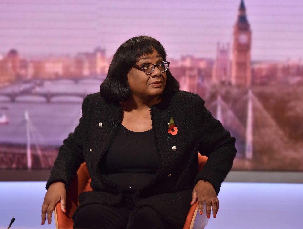 For use in UK, Ireland or Benelux countries only Undated BBC handout photo of Shadow Home Secretary Diane Abbott appearing on the BBC current affairs programme, The Andrew Marr Show.