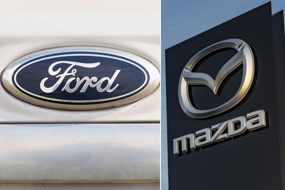 Ford logo and Mazda logo