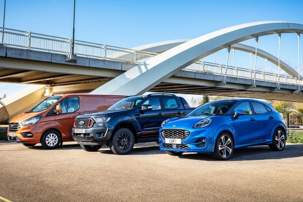 Ford Transit Custom van, Ford Ranger pick-up and Ford Puma