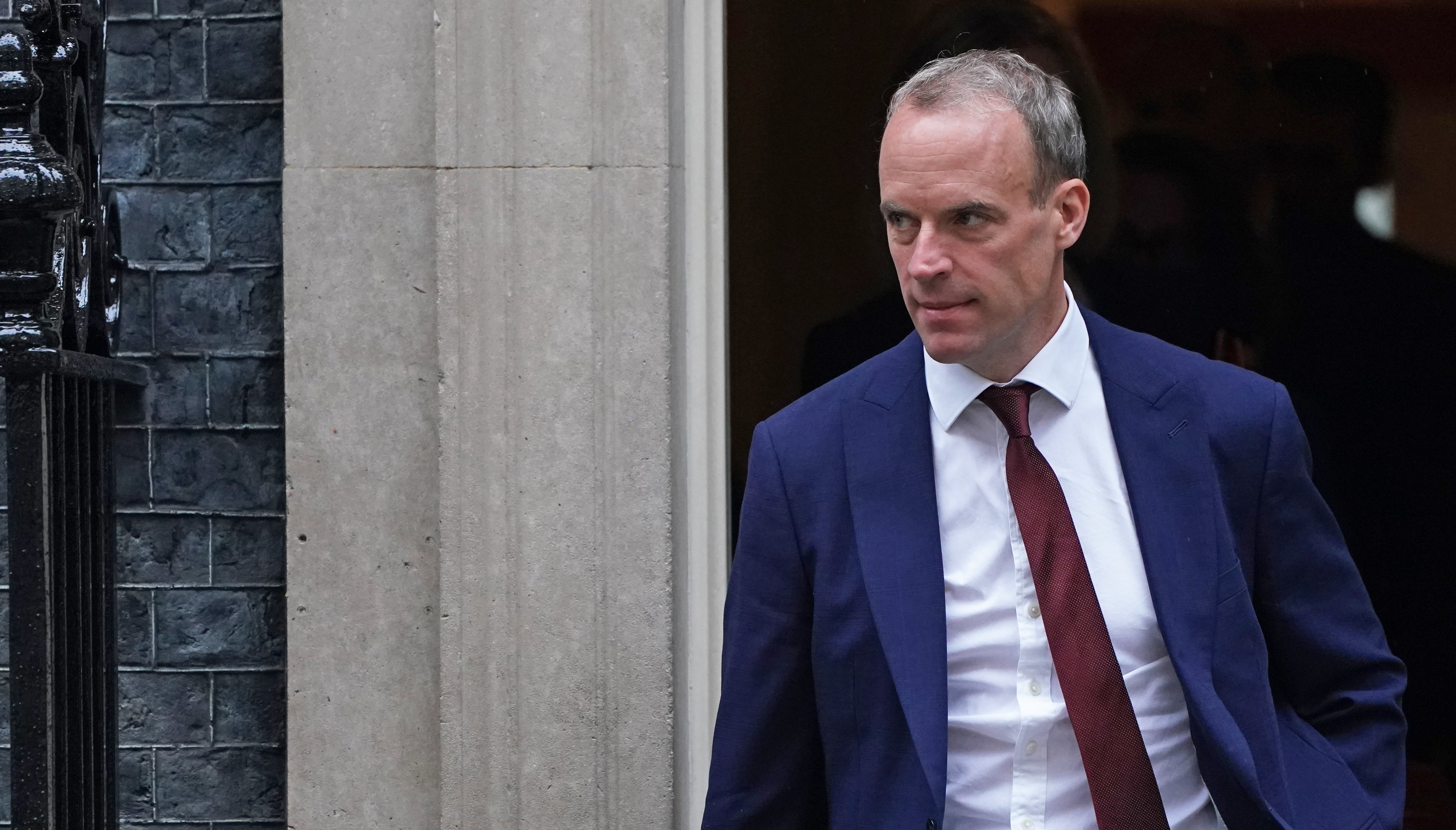 Foreign Secretary Dominic Raab leaves Downing Street, London, after the government's weekly Cabinet meeting.