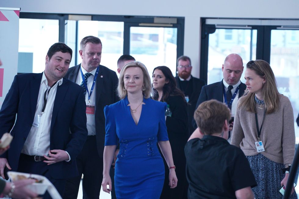 Foreign Secretary Liz Truss arrives at the Conservative Party Spring Forum at Winter Gardens, Blackpool.