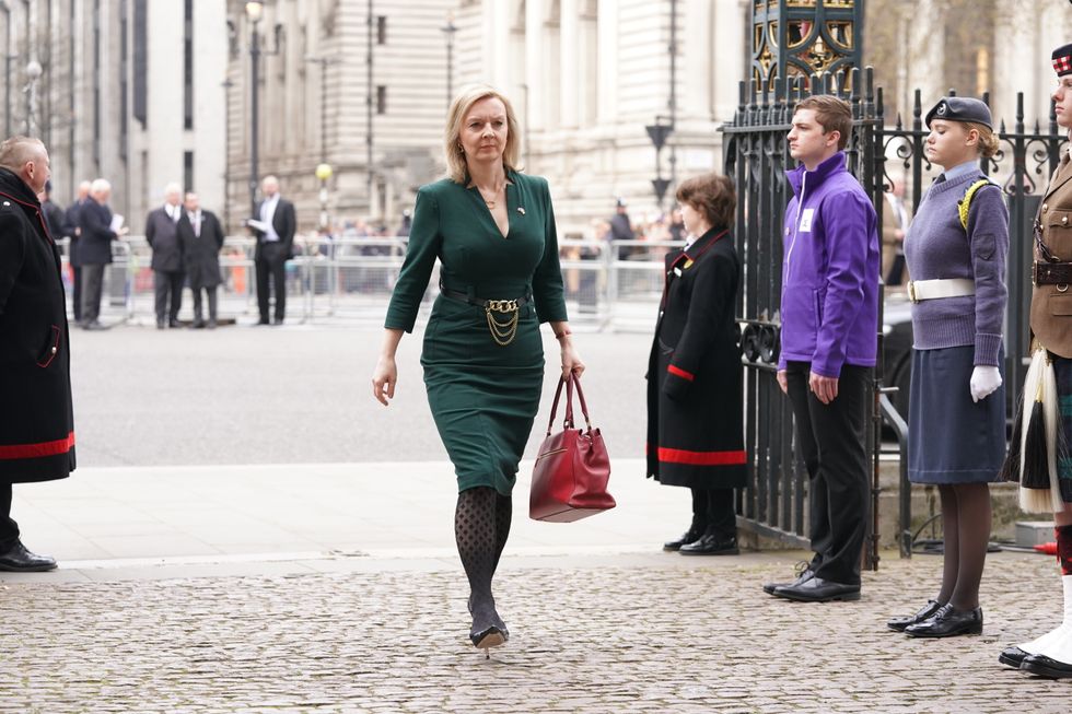 Foreign Secretary Liz Truss arriving for a Service of Thanksgiving for the life of the Duke of Edinburgh, at Westminster Abbey in London. Picture date: Tuesday March 29, 2022.