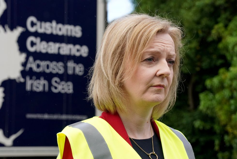 Foreign Secretary Liz Truss during a visit to McCulla Haulage, in Lisburn, Northern Ireland, to discuss the NI protocol with businesses. Picture date: Wednesday May 25, 2022.