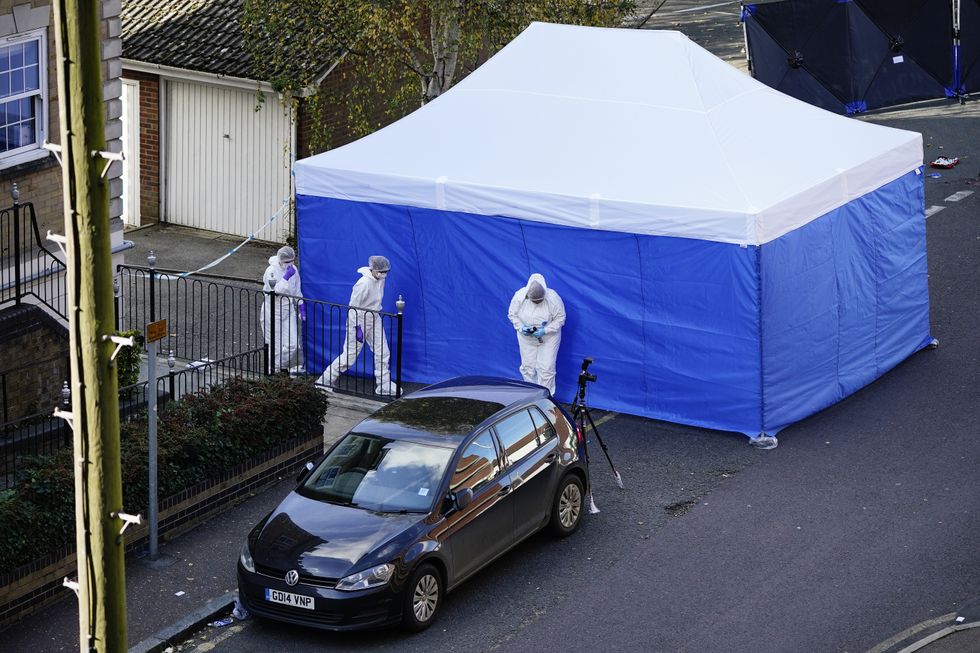 Forensic officers at Regency Court in Brentwood, Essex.