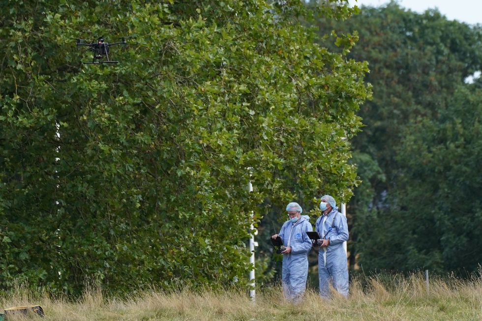 Forensic Officers in Cator Park, Kidbrooke, south London, near to the scene where the body of Sabina Nessa was found.