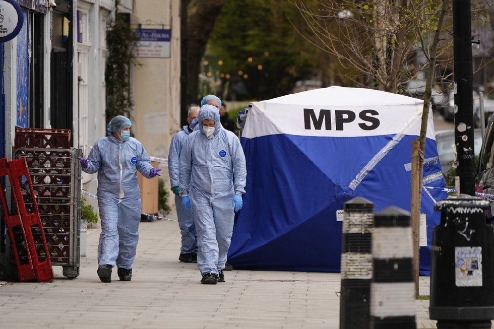 Forensic specialists on the scene near Euston station