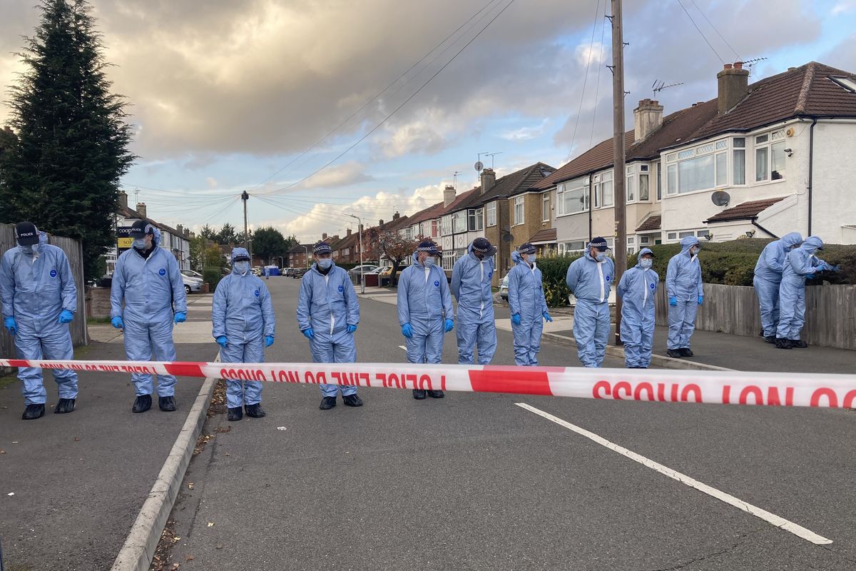 Forensics inspect the scene in Uxbridge