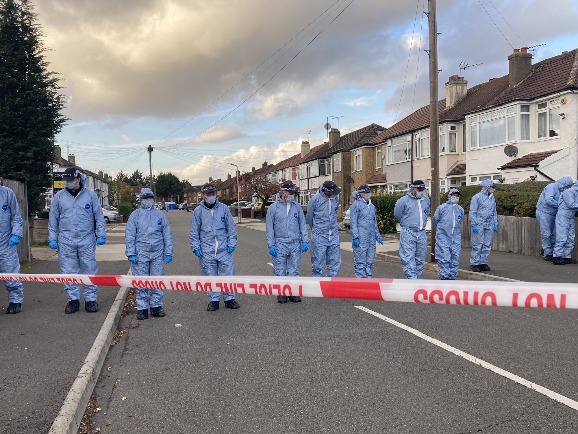 Forensics inspect the scene in Uxbridge
