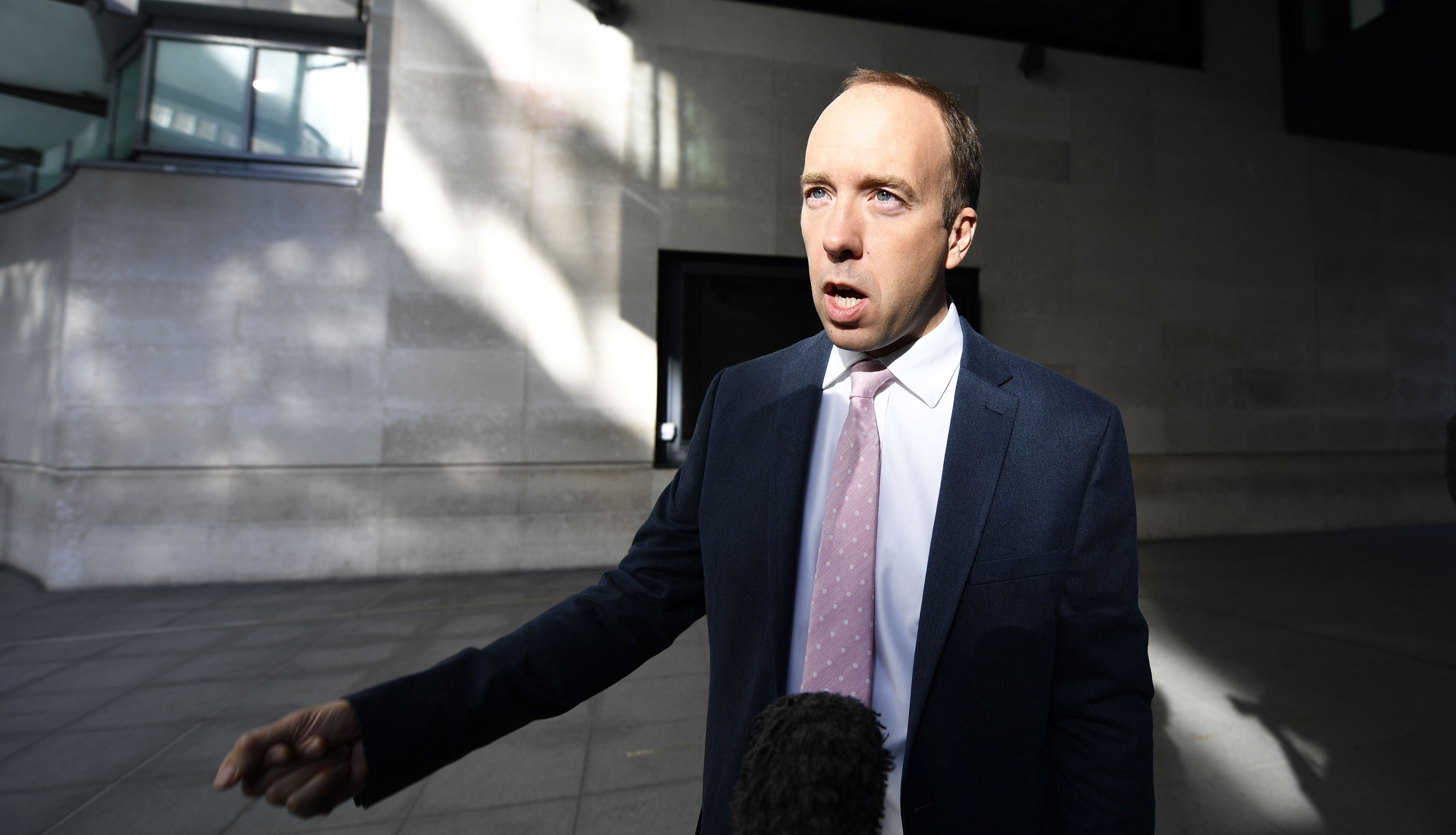 Former cabinet minister Matt Hancock speaks to the media at BBC Broadcasting House in London, after appearing on the BBC One current affairs programme, Sunday with Laura Kuenssberg. Picture date: Sunday October 16, 2022.